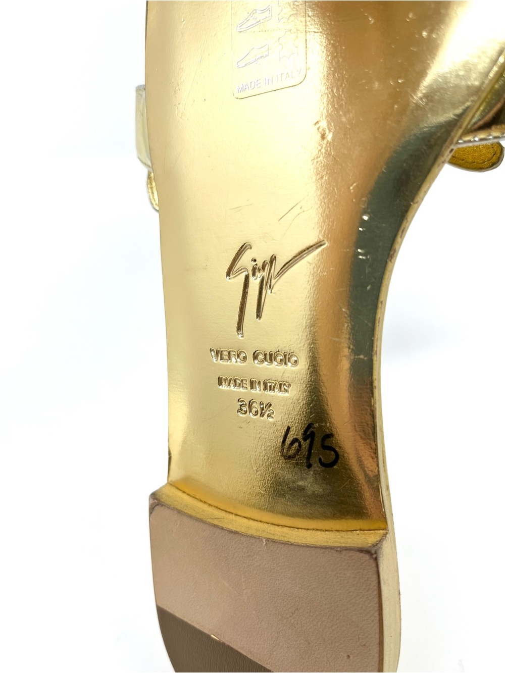 Giuseppe Zanotti Gold Cruel Summer Wing Flat Leather Thong Sandals 36.5 6.5 - Picture 7 of 8